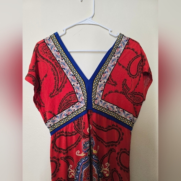 Style & Co Red and Blue V-Neck Sheath Dress - Picture 3 of 5